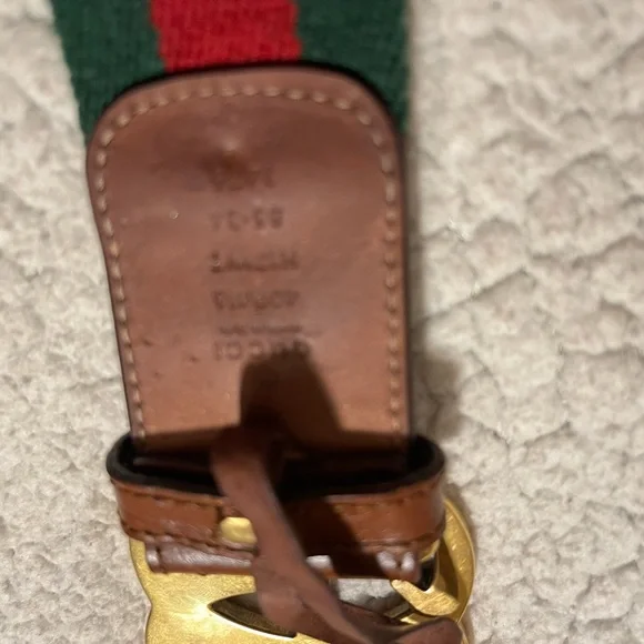 💐 GUCCI DOUBLE GG LEATHER CANVAS LOGO BELT ♥️💚 - Picture 5 of 9